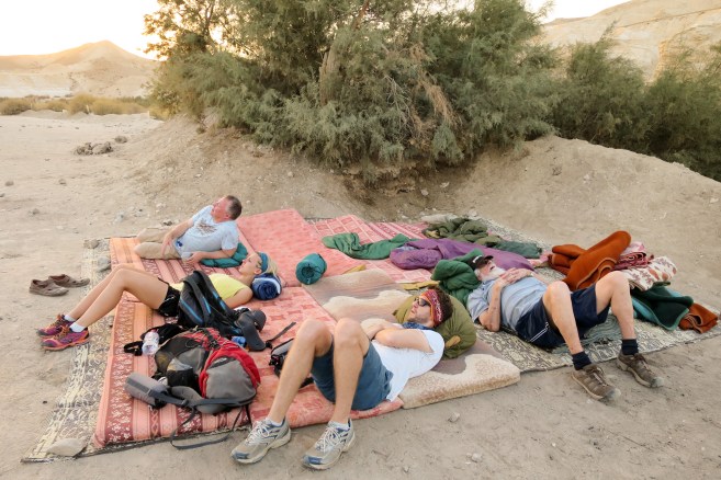 Some of our gang `resting` in the Negev desert